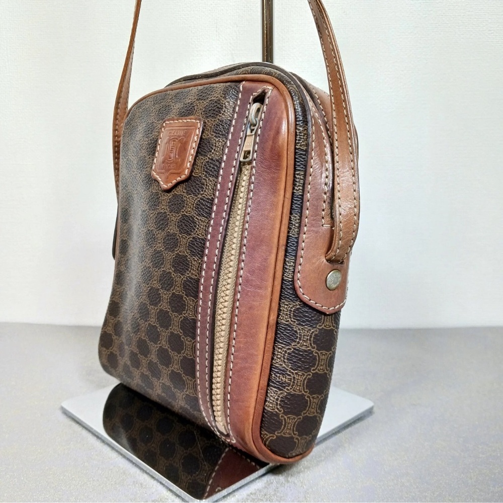 Céline Vintage Macadam Brown Coated Canvas Crossbody – Rare Paris Edition - Picture 2 of 15